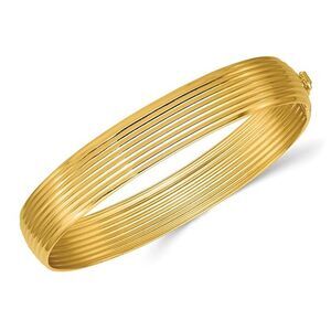 14K Yellow Gold Polished Grooved Bangle Bracelet (10.5 mm)